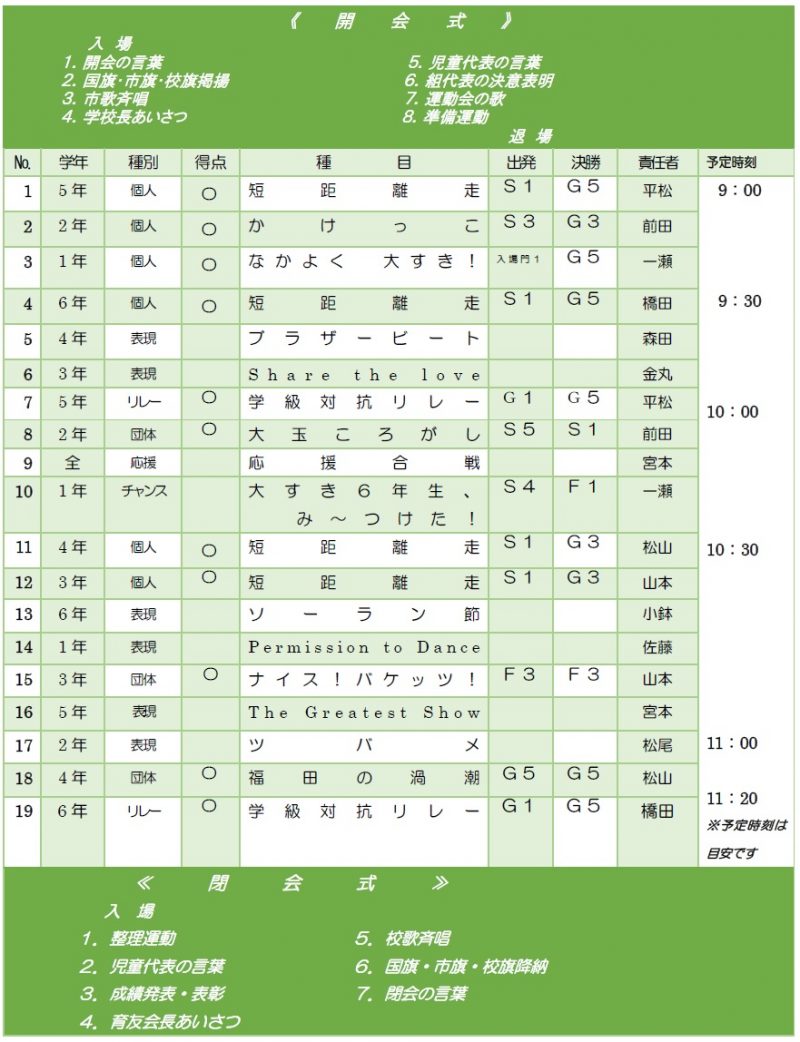 R4　運動会プログラムの画像